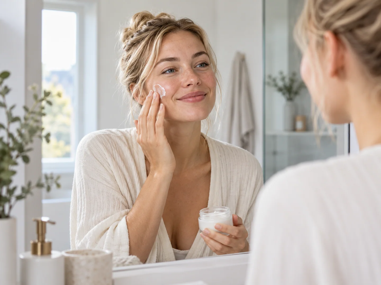 AI-created lifestyle scene representing adults in their 20s: Your skin. Your kind of routine.